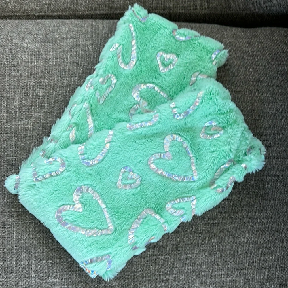 Justice Girls Mint Green Furry Heart Infinity Scarf